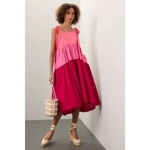 Peter Som Three Tier Pink Midi Dress Size 0